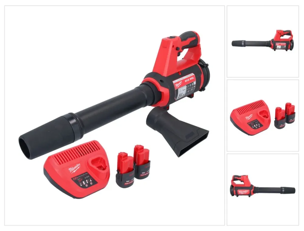 Milwaukee M12 BBL-252 akumulatorowa dmuchawa 12 V + 2x akumulator 2,5 Ah + ładowarka