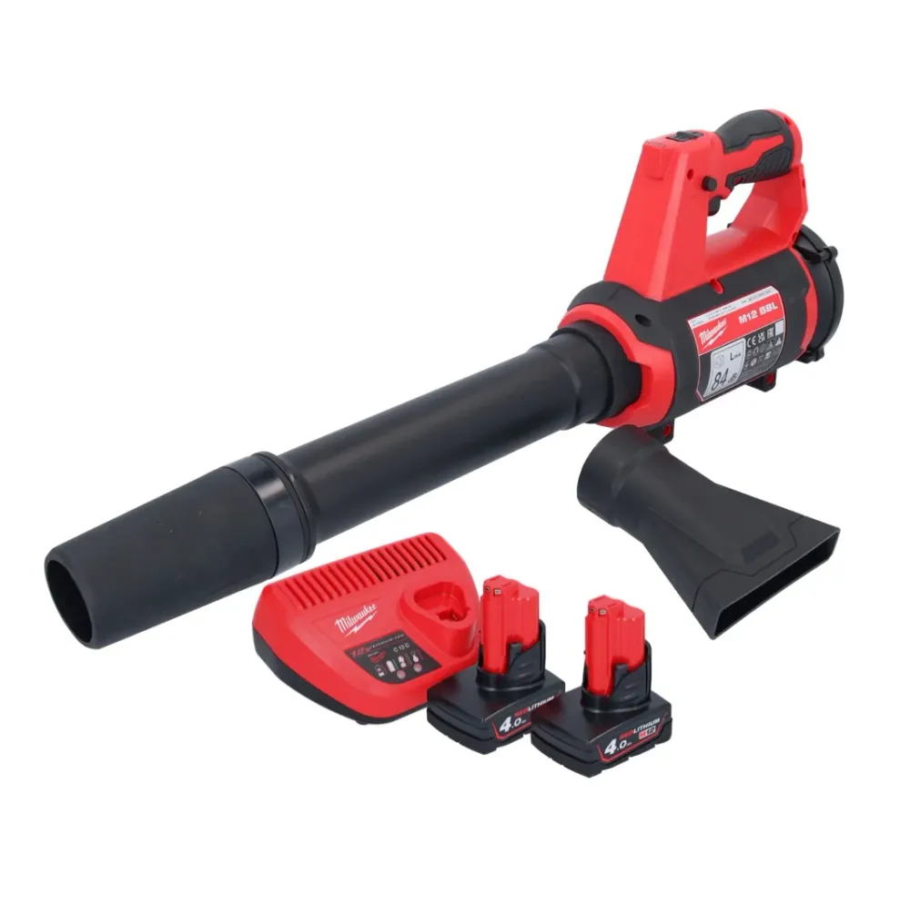 Milwaukee M12 BBL-402 akumulatorowa dmuchawa 12 V + 2x akumulator 4,0 Ah + ładowarka