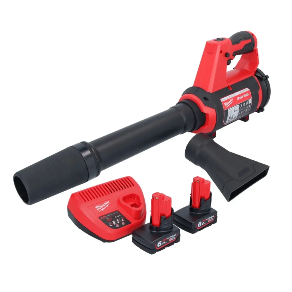 Milwaukee M12 BBL-602 akumulatorowa dmuchawa 12 V + 2x akumulator 6,0 Ah + ładowarka