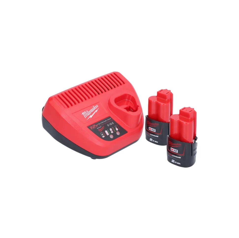 Milwaukee M12 BCST-202 wkrętarka akumulatorowa 12 V 19 x 25,4 mm + 2x akumulator 2,0 Ah + ładowarka