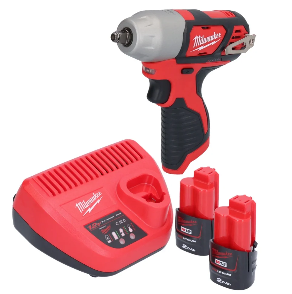 Milwaukee M12 BIW38-202 Akumulatorowy klucz udarowy 12 V 135 Nm 3/8˝ + 2x akumulator 2,0 Ah + ładowarka