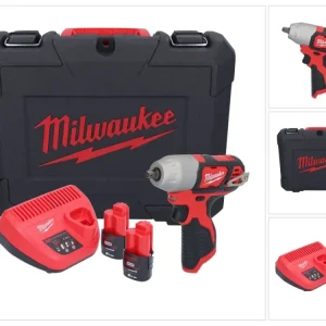 Milwaukee M12 BIW38-202C akumulatorowy klucz udarowy 12 V 135 Nm 3/8˝ ( 4933443899 ) + 2x akumulator 2,0 Ah + ładowarka +...