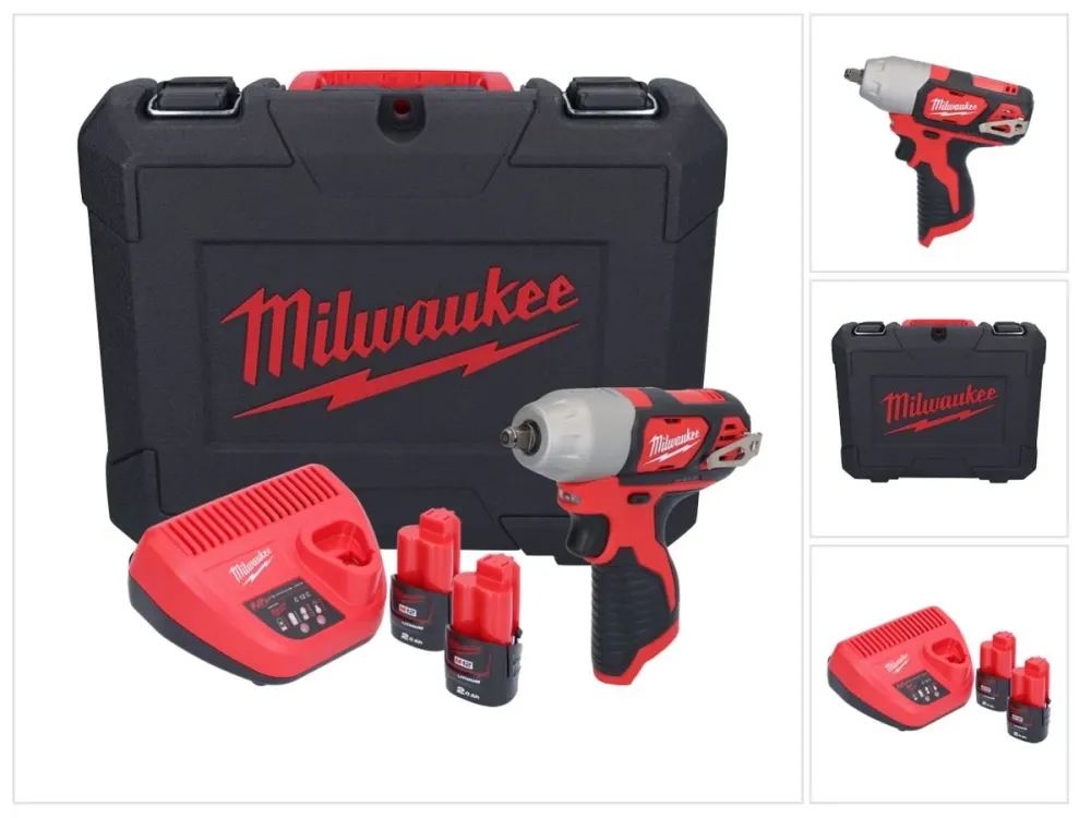 Milwaukee M12 BIW38-202C akumulatorowy klucz udarowy 12 V 135 Nm 3/8˝ ( 4933443899 ) + 2x akumulator 2,0 Ah + ładowarka +...