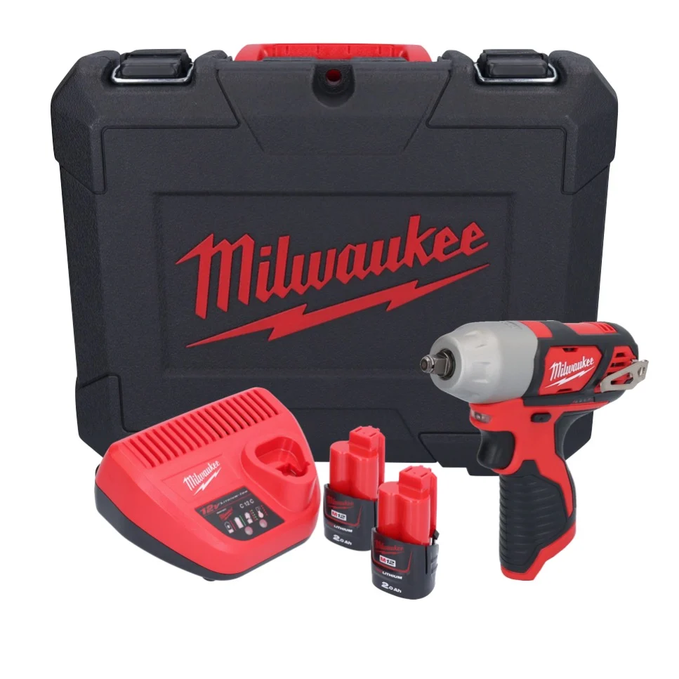 Milwaukee M12 BIW38-202C akumulatorowy klucz udarowy 12 V 135 Nm 3/8˝ ( 4933443899 ) + 2x akumulator 2,0 Ah + ładowarka +...