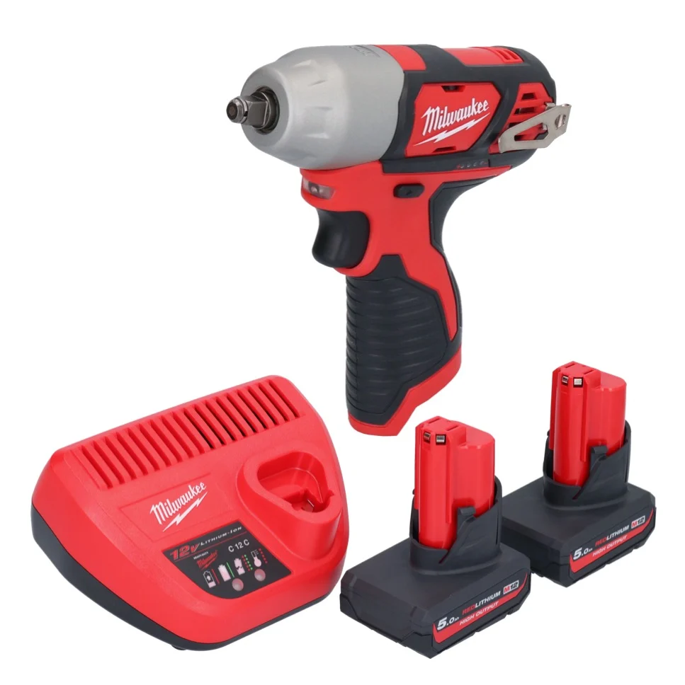 Milwaukee M12 BIW38-502 Akumulatorowy klucz udarowy 12 V 135 Nm 3/8" + 2x akumulator 5,0 Ah + ładowarka