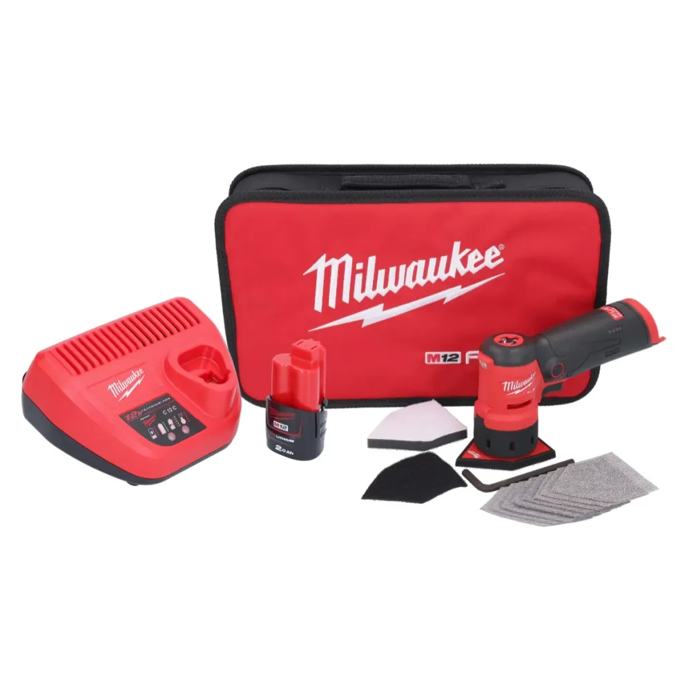 Milwaukee M12 FDSS-201B akumulatorowa szlifierka punktowa 12 V 88,8 x 63,5 mm + 1x akumulator 2,0 Ah + ładowarka