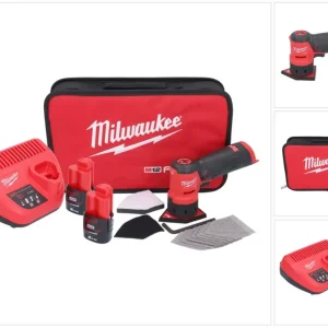 Milwaukee M12 FDSS-202B akumulatorowa szlifierka punktowa 12 V 88,8 x 63,5 mm + 2x akumulator 2,0 Ah + ładowarka