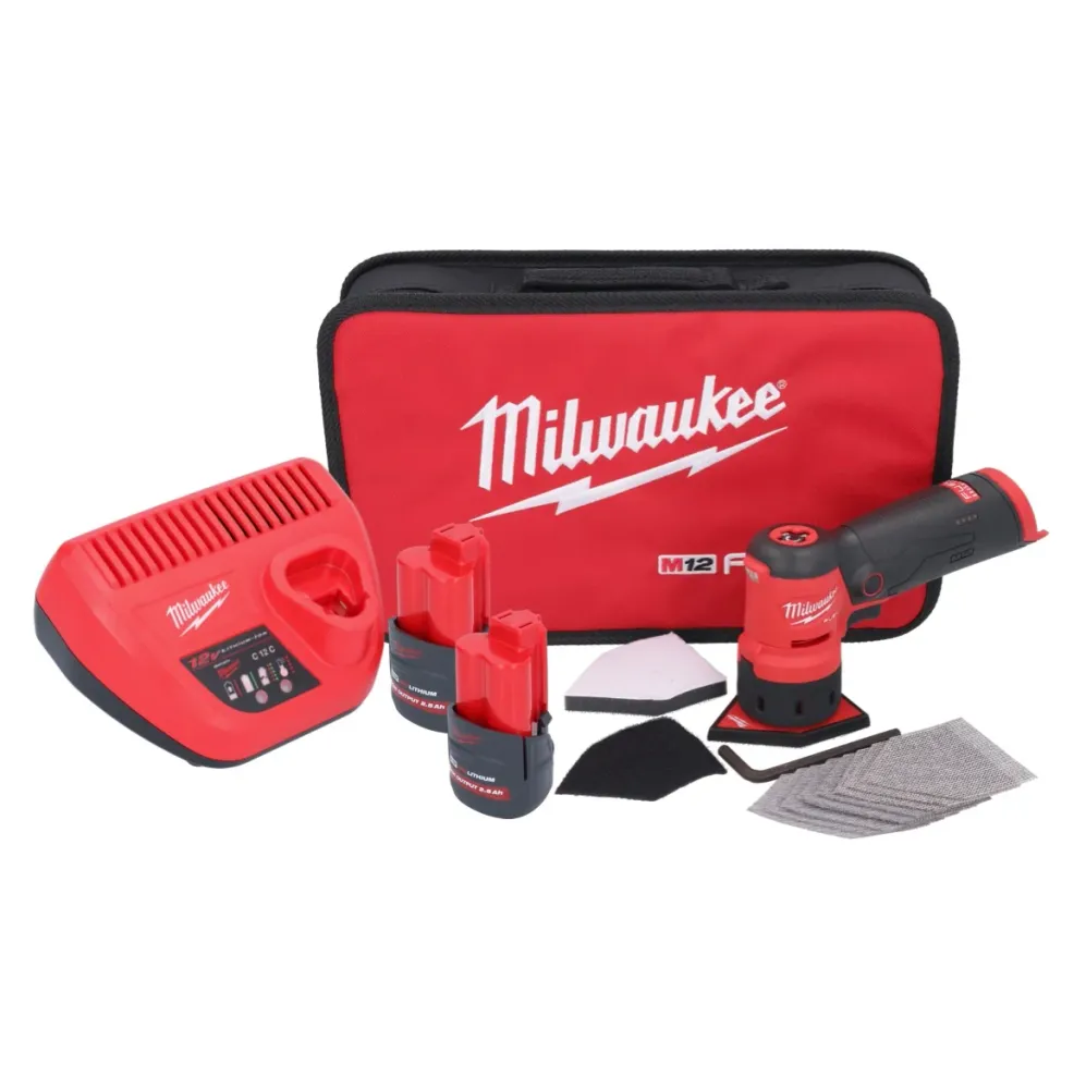 Milwaukee M12 FDSS-252B akumulatorowa szlifierka punktowa 12 V 88,8 x 63,5 mm + 2x akumulator 2,5 Ah + ładowarka