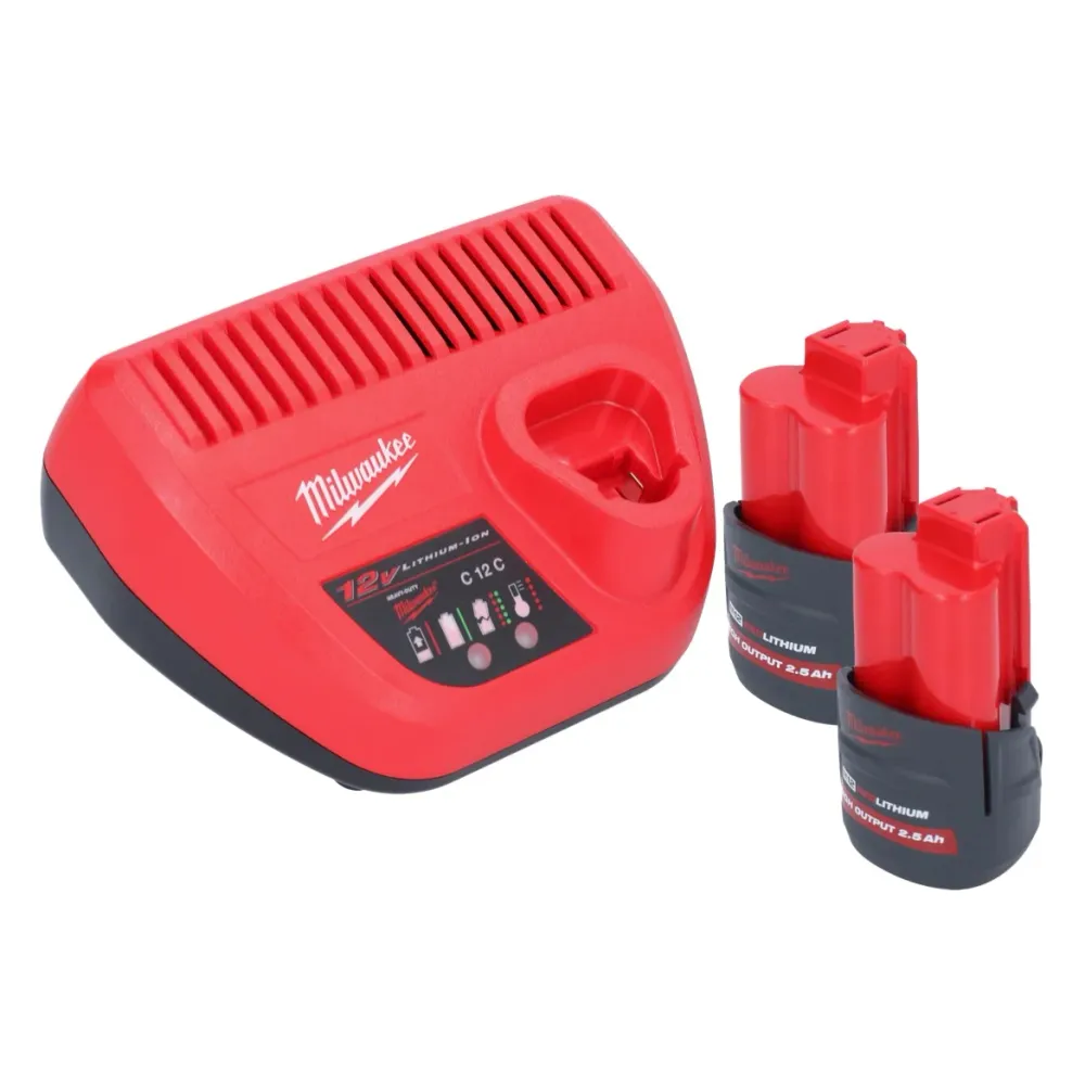 Milwaukee M12 FDSS-252B akumulatorowa szlifierka punktowa 12 V 88,8 x 63,5 mm + 2x akumulator 2,5 Ah + ładowarka