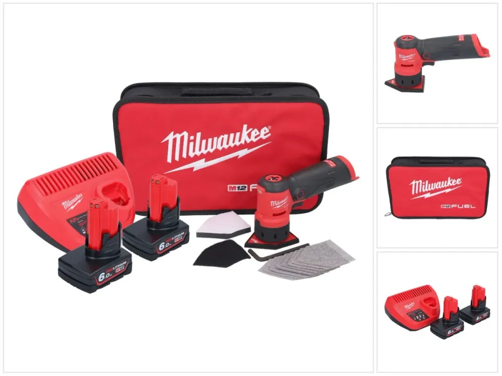 Milwaukee M12 FDSS-602B akumulatorowa szlifierka punktowa 12 V 88,8 x 63,5 mm + 2x akumulator 6,0 Ah + ładowarka