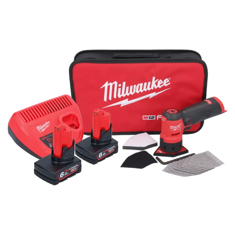 Milwaukee M12 FDSS-602B akumulatorowa szlifierka punktowa 12 V 88,8 x 63,5 mm + 2x akumulator 6,0 Ah + ładowarka