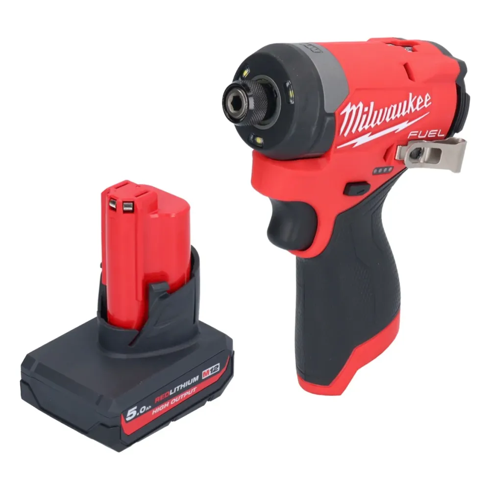 Milwaukee M12 FID2-501 akumulatorowy klucz udarowy 12 V 170 Nm 1/4" bezszczotkowy + 1x akumulator 5,0 Ah - bez ładowarki