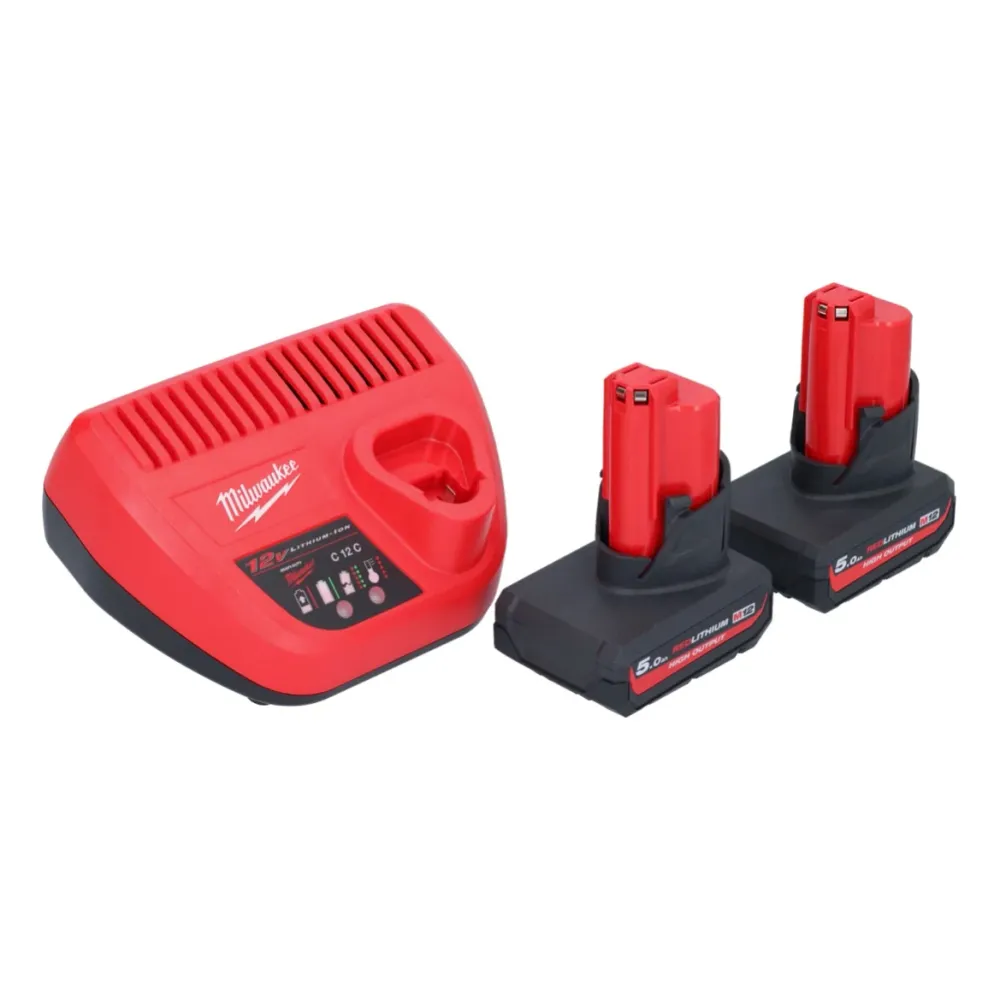 Milwaukee M12 FID2-502 akumulatorowy klucz udarowy 12 V 170 Nm 1/4" bezszczotkowy + 2x akumulator 5,0 Ah + ładowarka