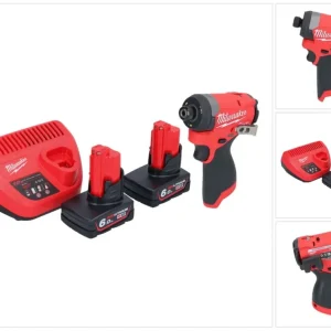 Milwaukee M12 FID2-602 akumulatorowy klucz udarowy 12 V 170 Nm 1/4" bezszczotkowy + 2x akumulator 6,0 Ah + ładowarka