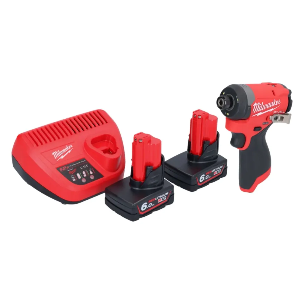 Milwaukee M12 FID2-602 akumulatorowy klucz udarowy 12 V 170 Nm 1/4" bezszczotkowy + 2x akumulator 6,0 Ah + ładowarka