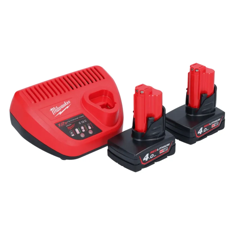 Milwaukee M12 FPD2-402 akumulatorowa wiertarka udarowa 12 V 45 Nm bezszczotkowa + 2x akumulator 4,0 Ah + ładowarka