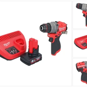 Milwaukee M12 FPD2-601 akumulatorowa wiertarka udarowa 12 V 45 Nm bezszczotkowa + 1x akumulator 6,0 Ah + ładowarka