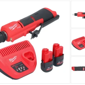 Milwaukee M12 FTB-252 akumulatorowa frezarka do opon 12 V 7/16" Hex bezszczotkowa + 2x akumulator 2,5 Ah + ładowarka
