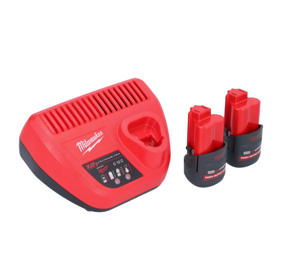 Milwaukee M12 FTB-252 akumulatorowa frezarka do opon 12 V 7/16" Hex bezszczotkowa + 2x akumulator 2,5 Ah + ładowarka