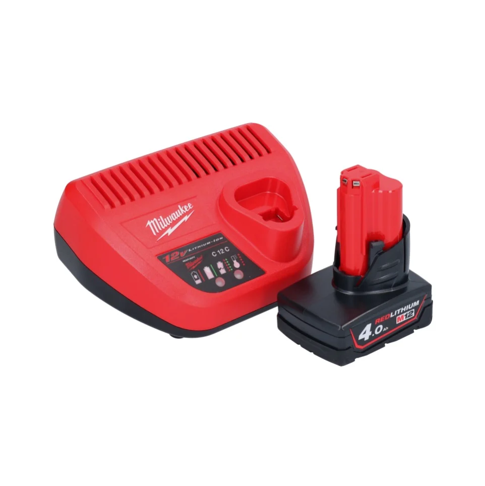 Milwaukee M12 FTB-401 akumulatorowa frezarka do opon 12 V 7/16" Hex bezszczotkowa + 1x akumulator 4,0 Ah + ładowarka