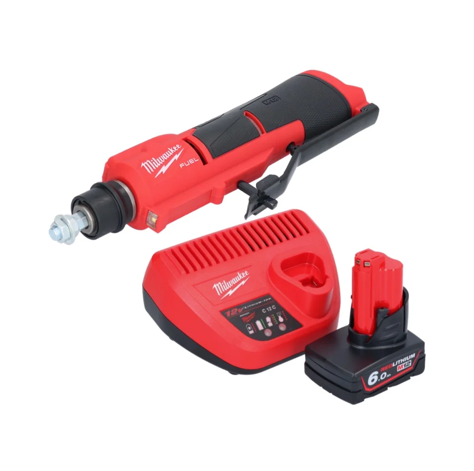 Milwaukee M12 FTB-601 akumulatorowa frezarka do opon 12 V 7/16" Hex bezszczotkowa +1x akumulator 6,0 Ah + ładowarka