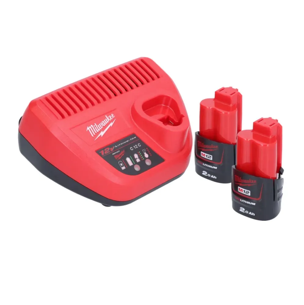 Milwaukee M12 PCSS-202 akumulatorowy obcinak do rur ze stali nierdzewnej 12 V 12 - 28 mm + 2x akumulator 2,0 Ah + ładowarka