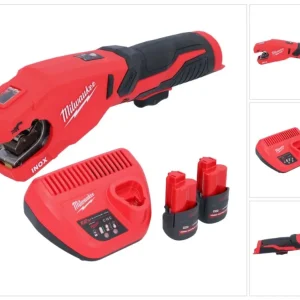 Milwaukee M12 PCSS-252 akumulatorowy obcinak do rur ze stali nierdzewnej 12 V 12 - 28 mm + 2x akumulator 2,5 Ah + ładowarka