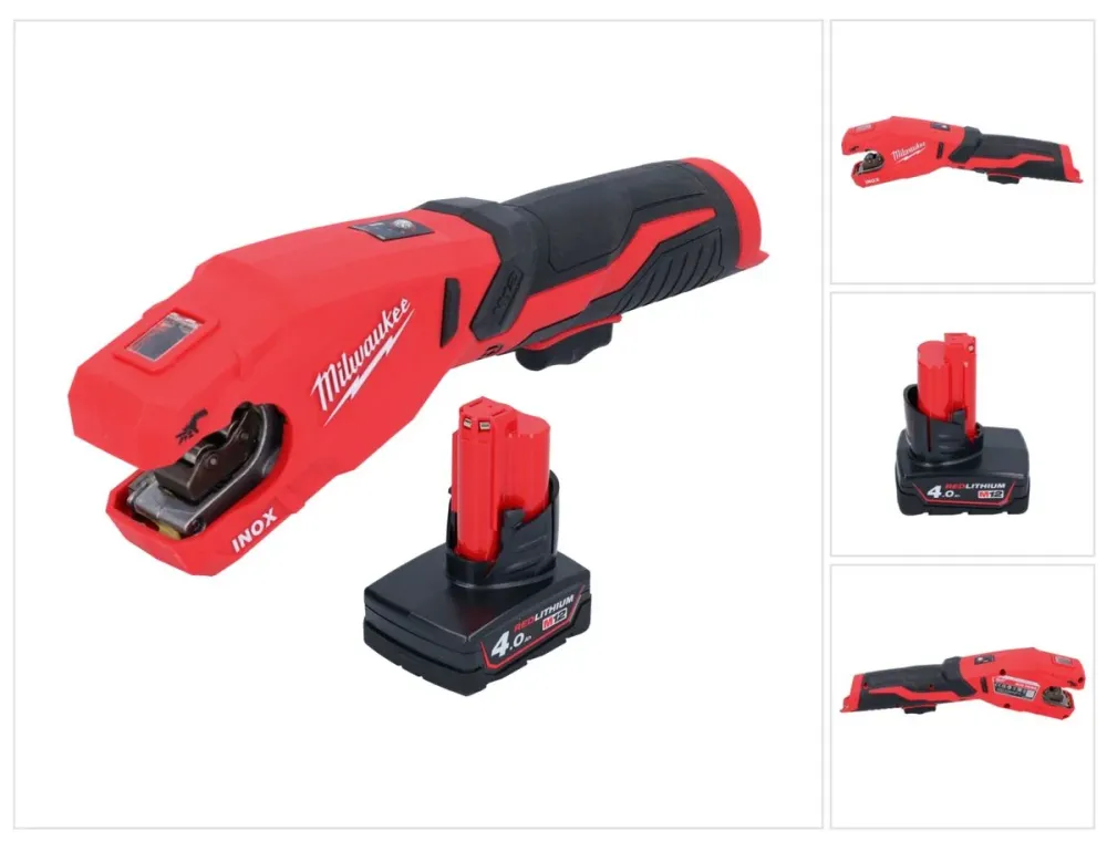 Milwaukee M12 PCSS-401 akumulatorowy obcinak do rur ze stali nierdzewnej 12 V 12 - 28 mm + 1x akumulator 4,0 Ah - bez łado...