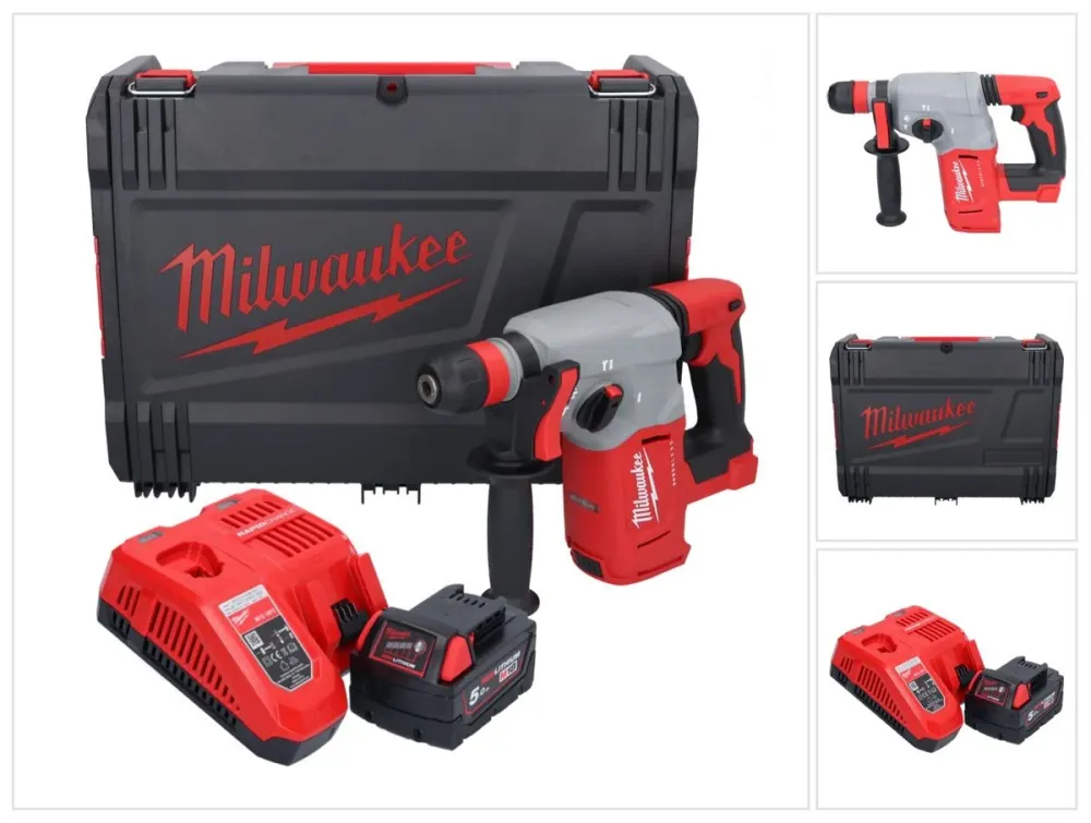 Milwaukee M18 BLHX-501X akumulatorowy młot udarowo-obrotowy 18 V 2,3 J bezszczotkowy + 1x akumulator 5,0 Ah + ładowarka +...