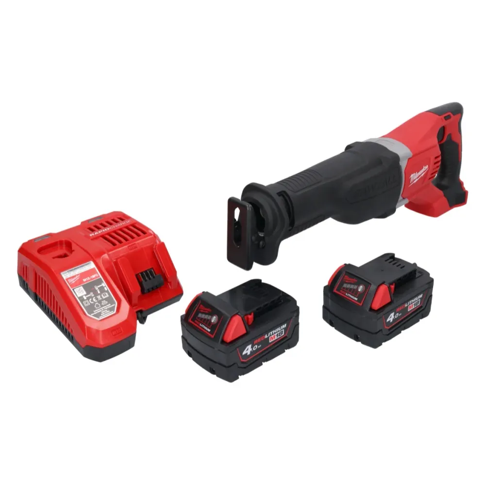 Milwaukee M18 BSX-402 akumulatorowa pił szablasta 18 V + 2x akumulator 4,0 Ah + ładowarka