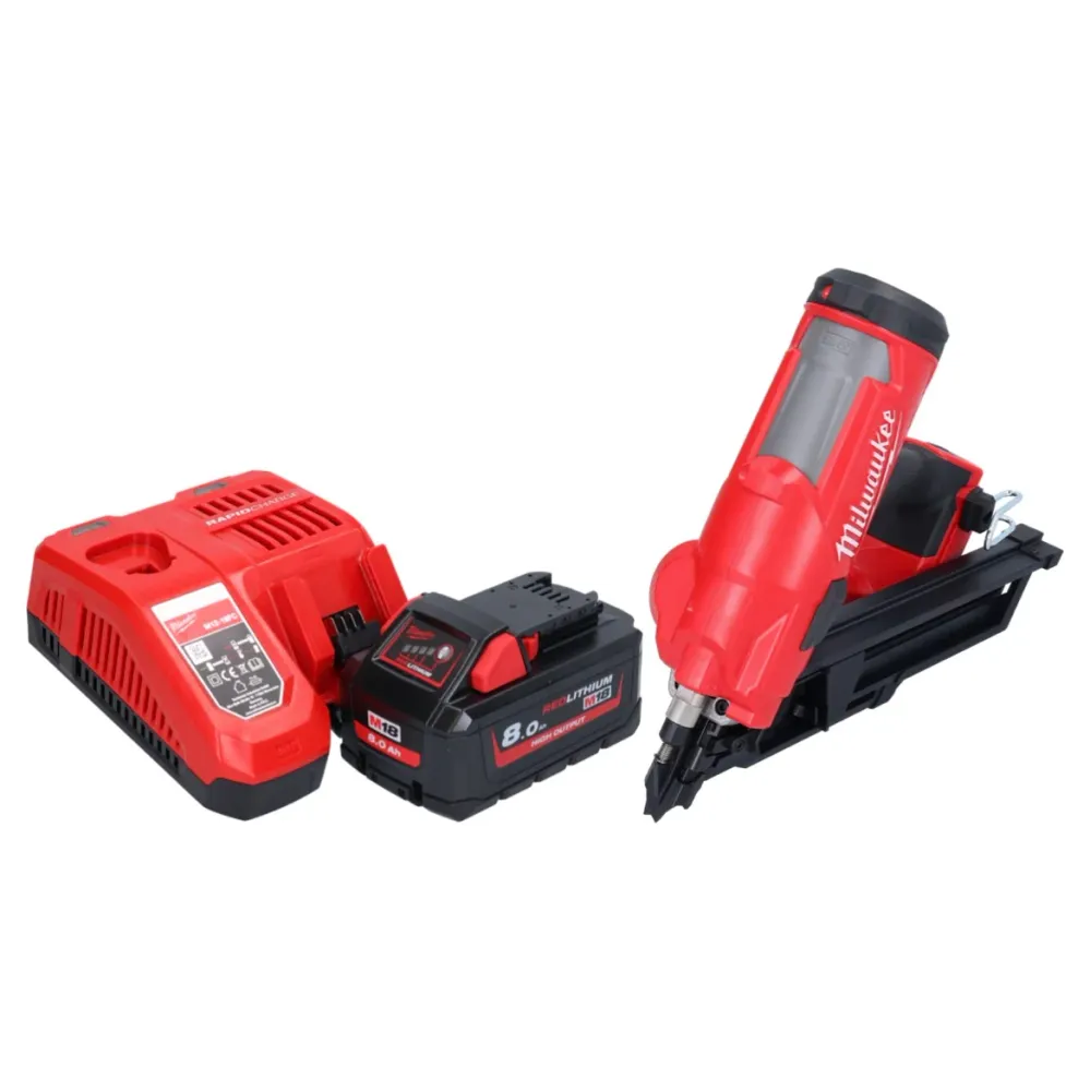 Milwaukee M18 FFN-801 gwoździarka akumulatorowa 18 V 50 - 90 mm bezszczotkowa + 1x akumulator 8,0 Ah + ładowarka
