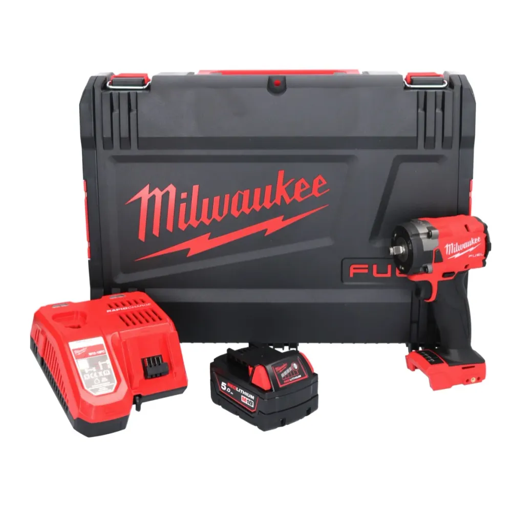 Milwaukee M18 FIW2F38-501X Akumulatorowy klucz udarowy 18 V 339 Nm 3/8 " bezszczotkowy + 1x akumulator 5,0 Ah + ładowarka...