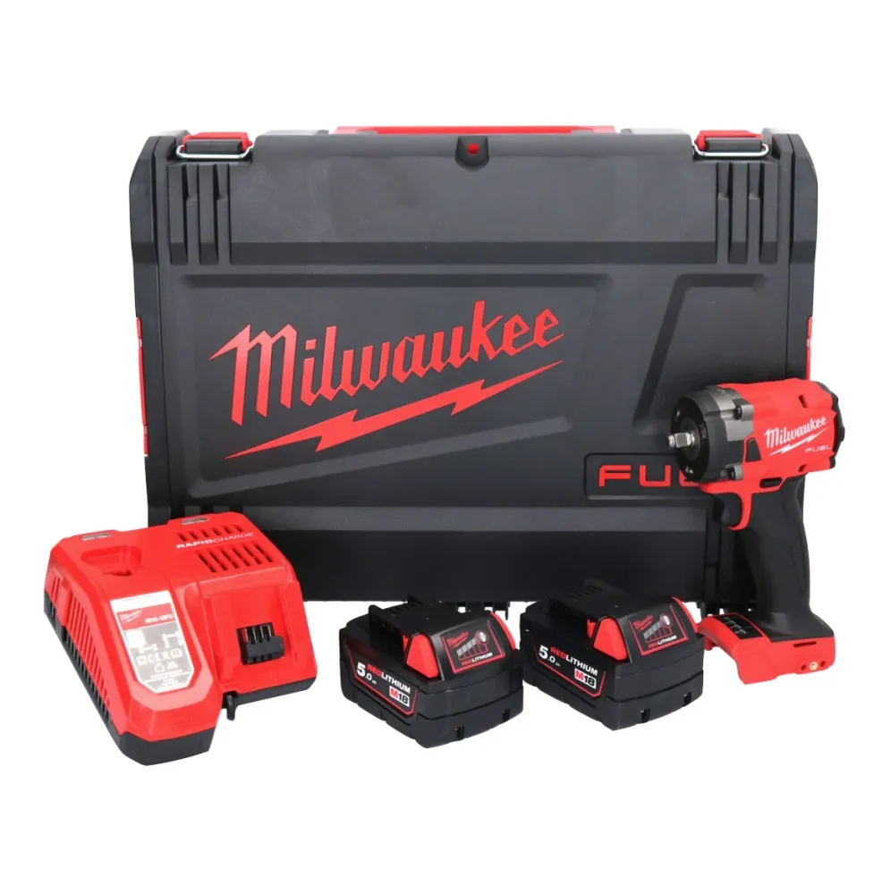 Milwaukee M18 FIW2F38-502X Akumulatorowy klucz udarowy 18 V 339 Nm 3/8 " bezszczotkowy + 2x akumulator 5,0 Ah + ładowarka...