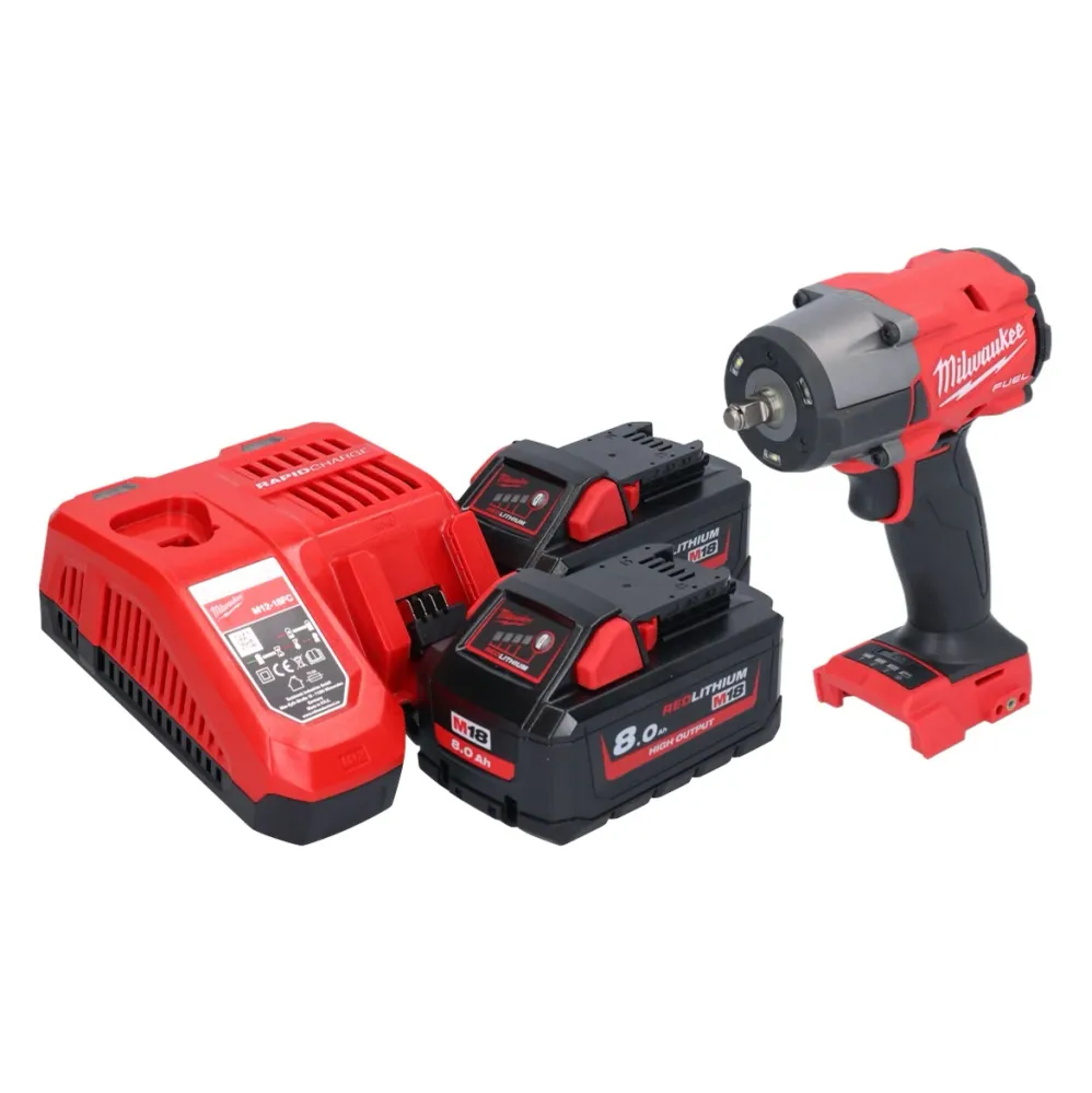 Milwaukee M18 FMTIW2F38-802 Akumulatorowy klucz udarowy 18 V 745 Nm 3/8" bezszczotkowy + 2x akumulator 8,0 Ah + ładowarka