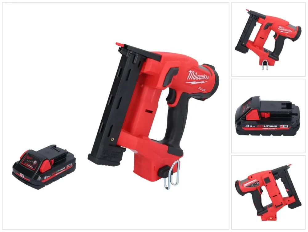 Milwaukee M18 FNCS18GS-301X zszywacz akumulatorowy 18 V 9,5 - 38 mm bezszczotkowy + 1x akumulator 3,0 Ah + HD Box - bez ła...