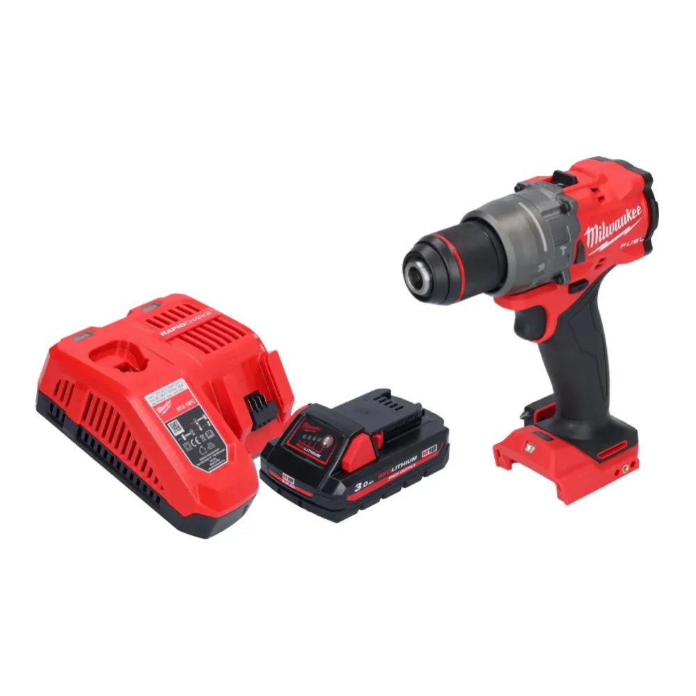 Milwaukee M18 FPD3-301 akumulatorowa wiertarko-wkrętarka udarowa 18 V 158 Nm bezszczotkowa + 1x akumulator 3,0 Ah + ładowarka
