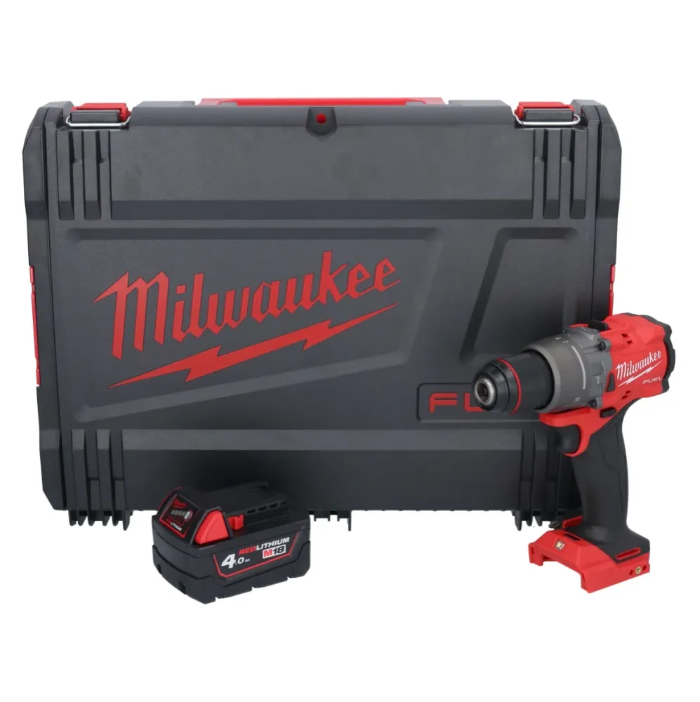 Milwaukee M18 FPD3-401X akumulatorowa wiertarko-wkrętarka udarowa 18 V 158 Nm bezszczotkowa + 1x akumulator 4,0 Ah + skrzy...