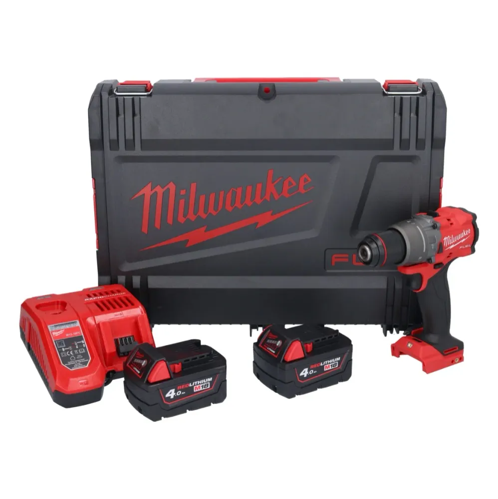 Milwaukee M18 FPD3-402X akumulatorowa wiertarko-wkrętarka udarowa 18 V 158 Nm bezszczotkowa + 2x akumulator 4,0 Ah + ładow...