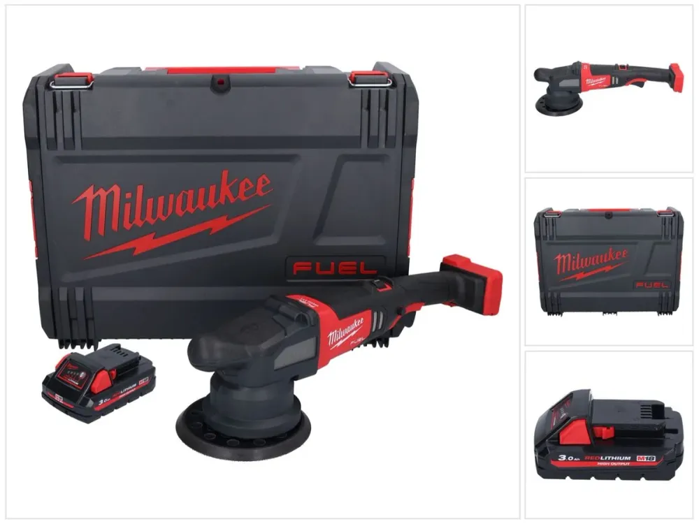 Milwaukee M18 FROP21-301X Akumulatorowa polerka mimośrodowa 18 V 150 mm bezszczotkowa + 1x akumulator 3,0 Ah + skrzynka HD...