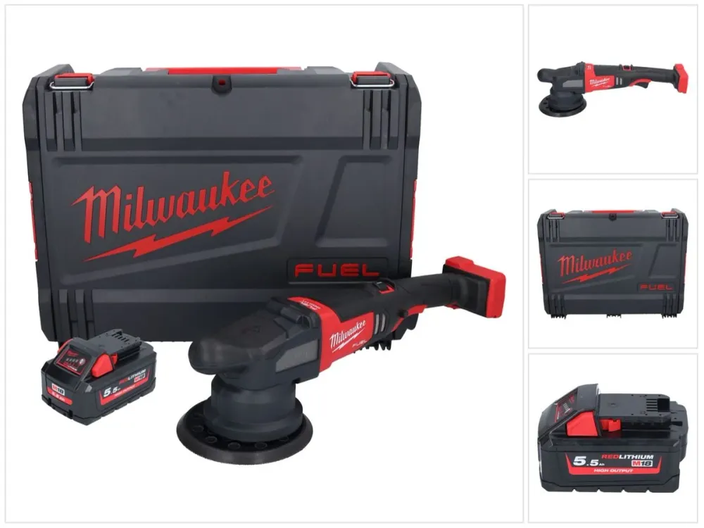 Milwaukee M18 FROP21-551X Akumulatorowa polerka mimośrodowa 18 V 150 mm bezszczotkowa + 1x akumulator 5,5 Ah + skrzynka HD...