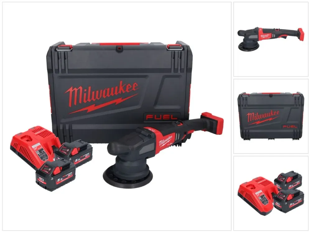 Milwaukee M18 FROP21-552X akumulatorowa polerka mimośrodowa 18 V 150 mm bezszczotkowa + 2x akumulator 5,5 Ah + ładowarka +...