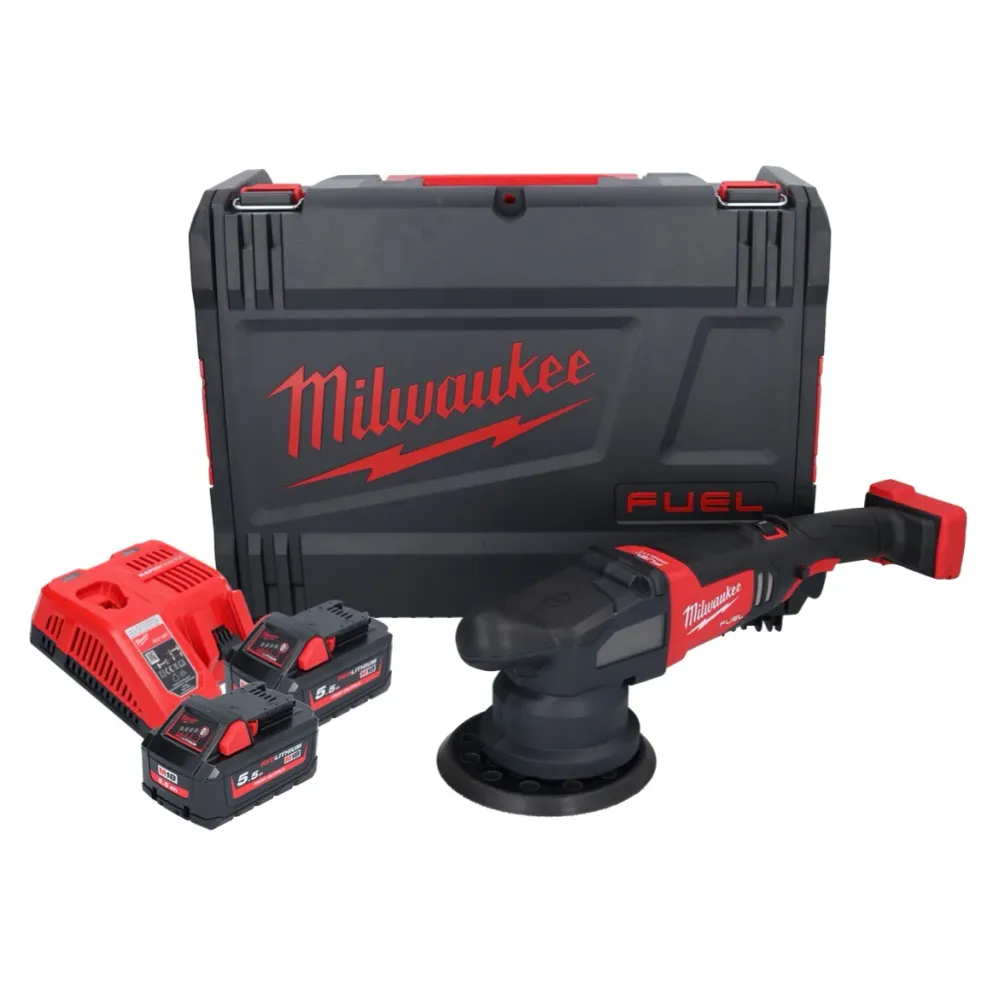 Milwaukee M18 FROP21-552X akumulatorowa polerka mimośrodowa 18 V 150 mm bezszczotkowa + 2x akumulator 5,5 Ah + ładowarka +...