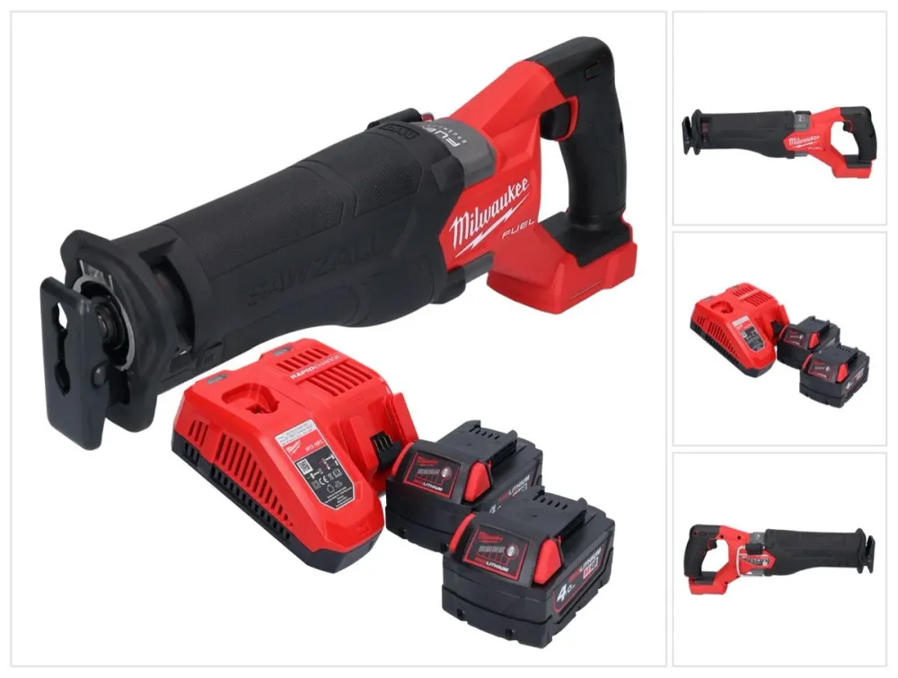 Milwaukee M18 FSZ-402 akumulatorowa pilarka szablasta 18 V bezszczotkowa + 2x akumulator 4,0 Ah + ładowarka