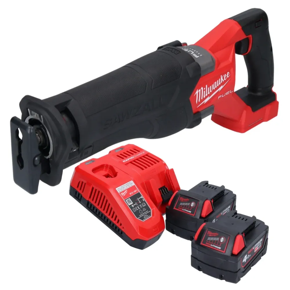 Milwaukee M18 FSZ-402 akumulatorowa pilarka szablasta 18 V bezszczotkowa + 2x akumulator 4,0 Ah + ładowarka