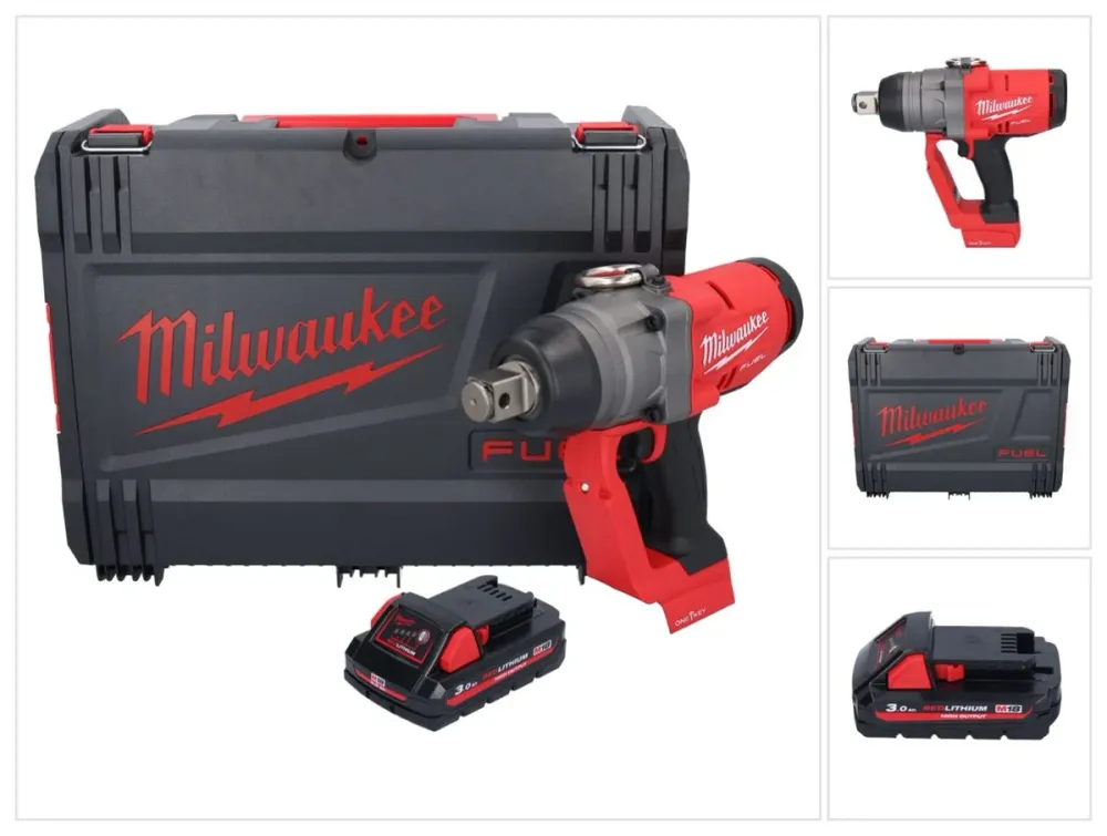 Milwaukee M18 ONEFHIWF1-301X akumulatorowy klucz udarowy 18 V 2033 Nm 1″ bezszczotkowy + 1x akumulator 3,0 Ah + skrzynka H...
