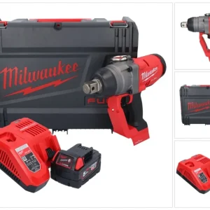 Milwaukee M18 ONEFHIWF1-501X akumulatorowy klucz udarowy 18 V 2033 Nm 1″ bezszczotkowy + 1x akumulator 5,0 Ah + ładowarka...
