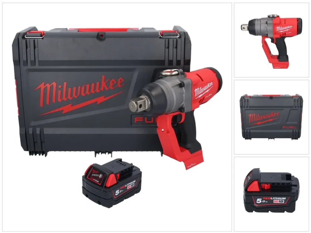Milwaukee M18 ONEFHIWF1-501X Akumulatorowy klucz udarowy 18 V 2033 Nm 1″ bezszczotkowy + 1x akumulator 5,0 Ah + skrzynka H...