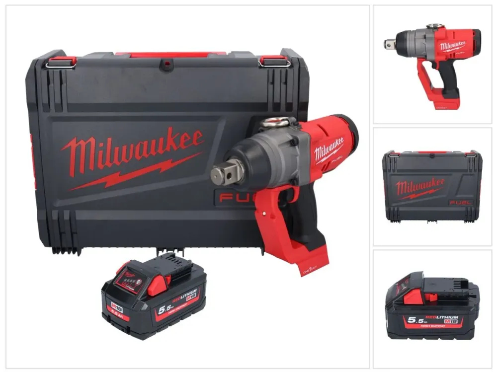 Milwaukee M18 ONEFHIWF1-551X Akumulatorowy klucz udarowy 18 V 2033 Nm 1″ bezszczotkowy + 1x akumulator 5,5 Ah + skrzynka H...