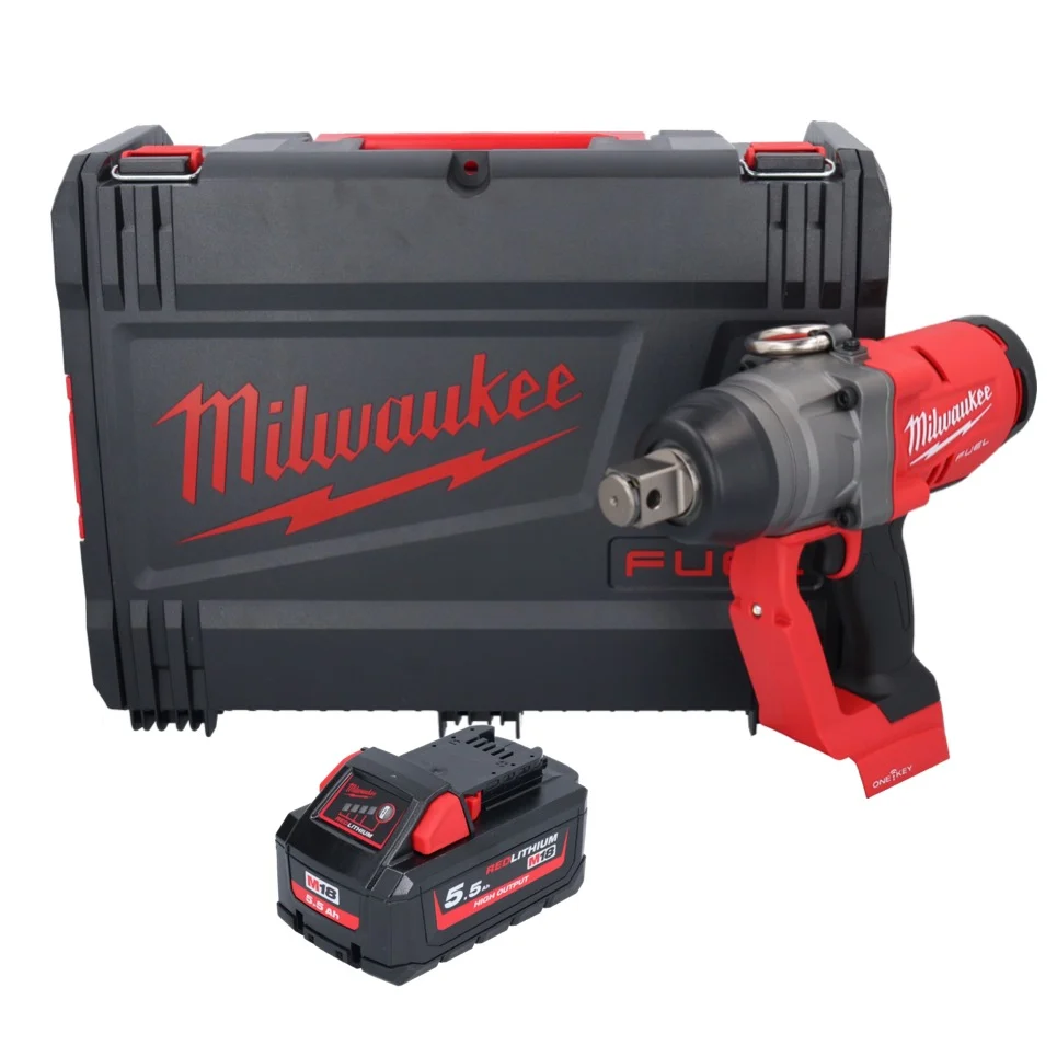 Milwaukee M18 ONEFHIWF1-551X Akumulatorowy klucz udarowy 18 V 2033 Nm 1″ bezszczotkowy + 1x akumulator 5,5 Ah + skrzynka H...