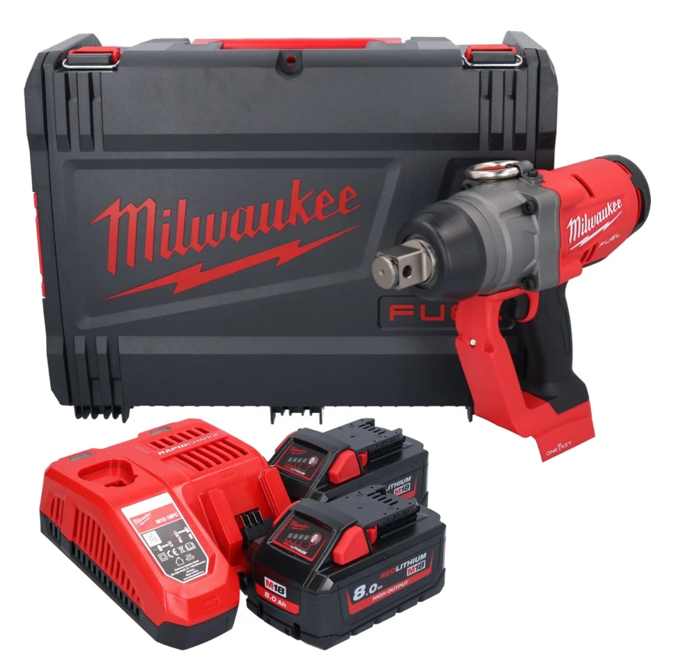 Milwaukee M18 ONEFHIWF1-802X akumulatorowy klucz udarowy 18 V 2033 Nm 1″ bezszczotkowy ( 4933459733 ) + 2x akumulator 8,0...